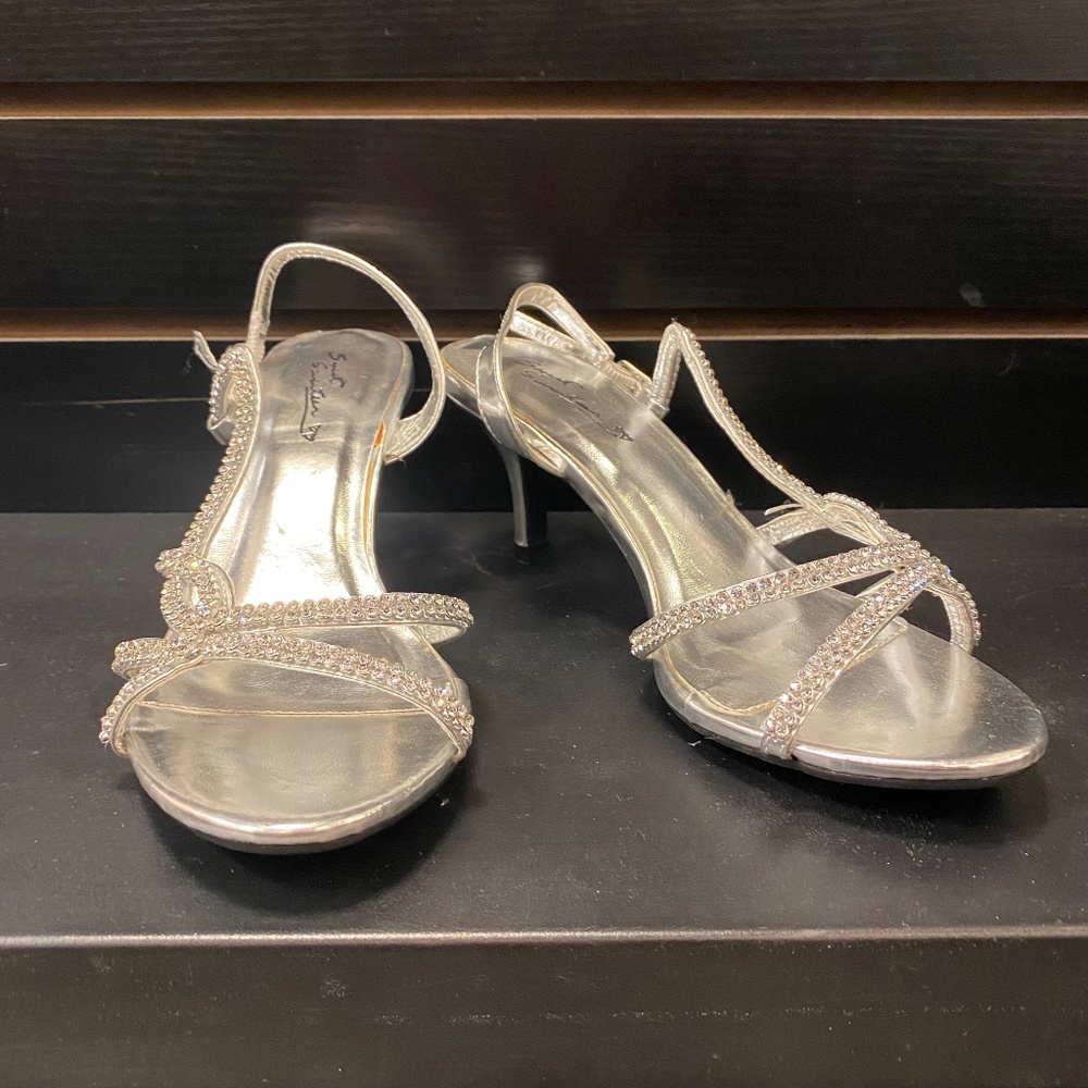 Silver Rhinestone Short Heels